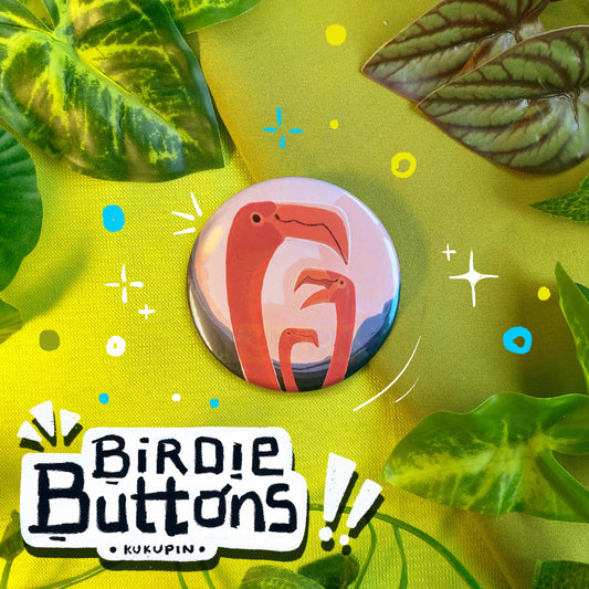 Pink Flamingo Dusk 💗| Birdie Buttons | Button Pin