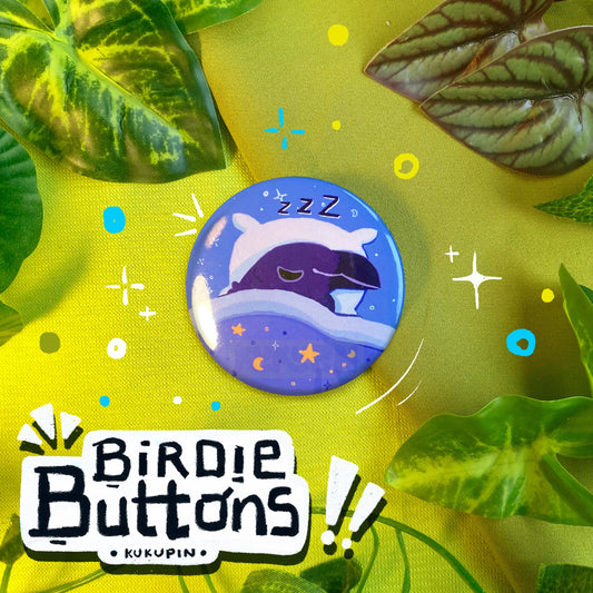 Sleepy Crow 🐦‍⬛💤| Birdie Buttons | Button Pin