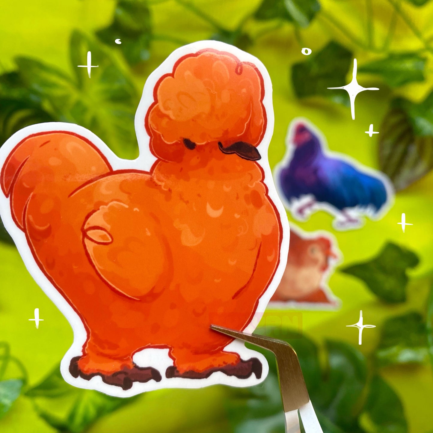 Fluffy Chicken | Die-cut Vinyl Sticker | Chicken Farm Collection
